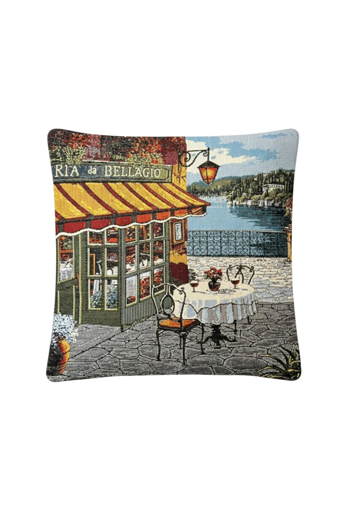  Jakarlı Dokuma Goblen Kırlent Kılıfı – 45x45 cm Biyeli ve Çift Taraflı Dekoratif Yastık