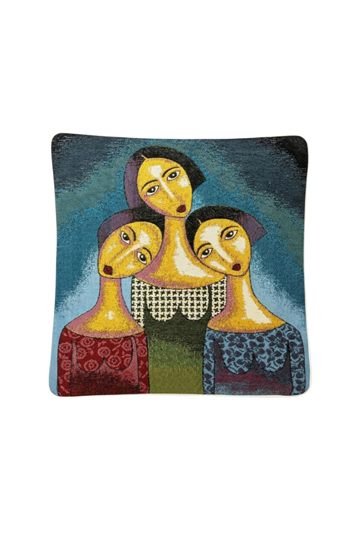 Jakarlı Dokuma Goblen Kırlent Kılıfı – 45x45 cm Biyeli ve Çift Taraflı Dekoratif Yastık