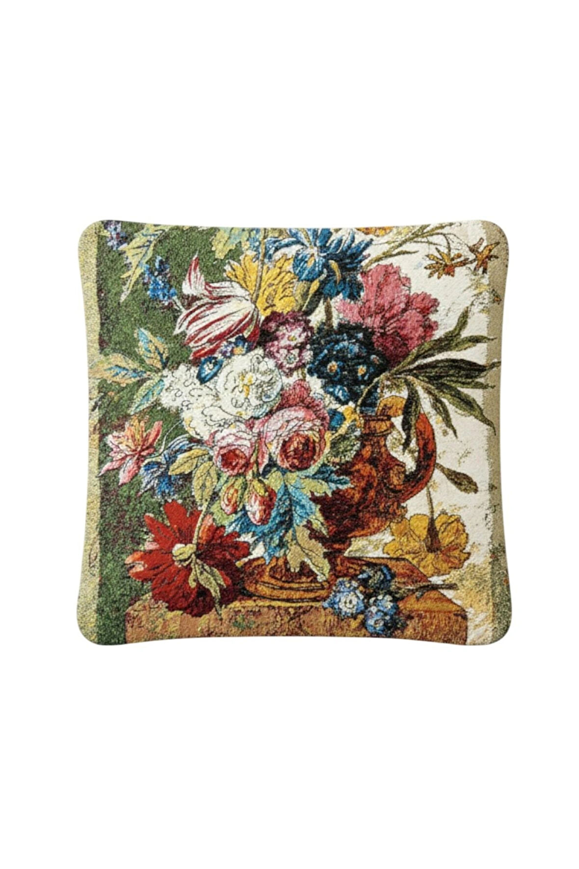 Jakarlı Dokuma Goblen Kırlent Kılıfı – 45x45 cm Biyeli ve Çift Taraflı Dekoratif Yastık