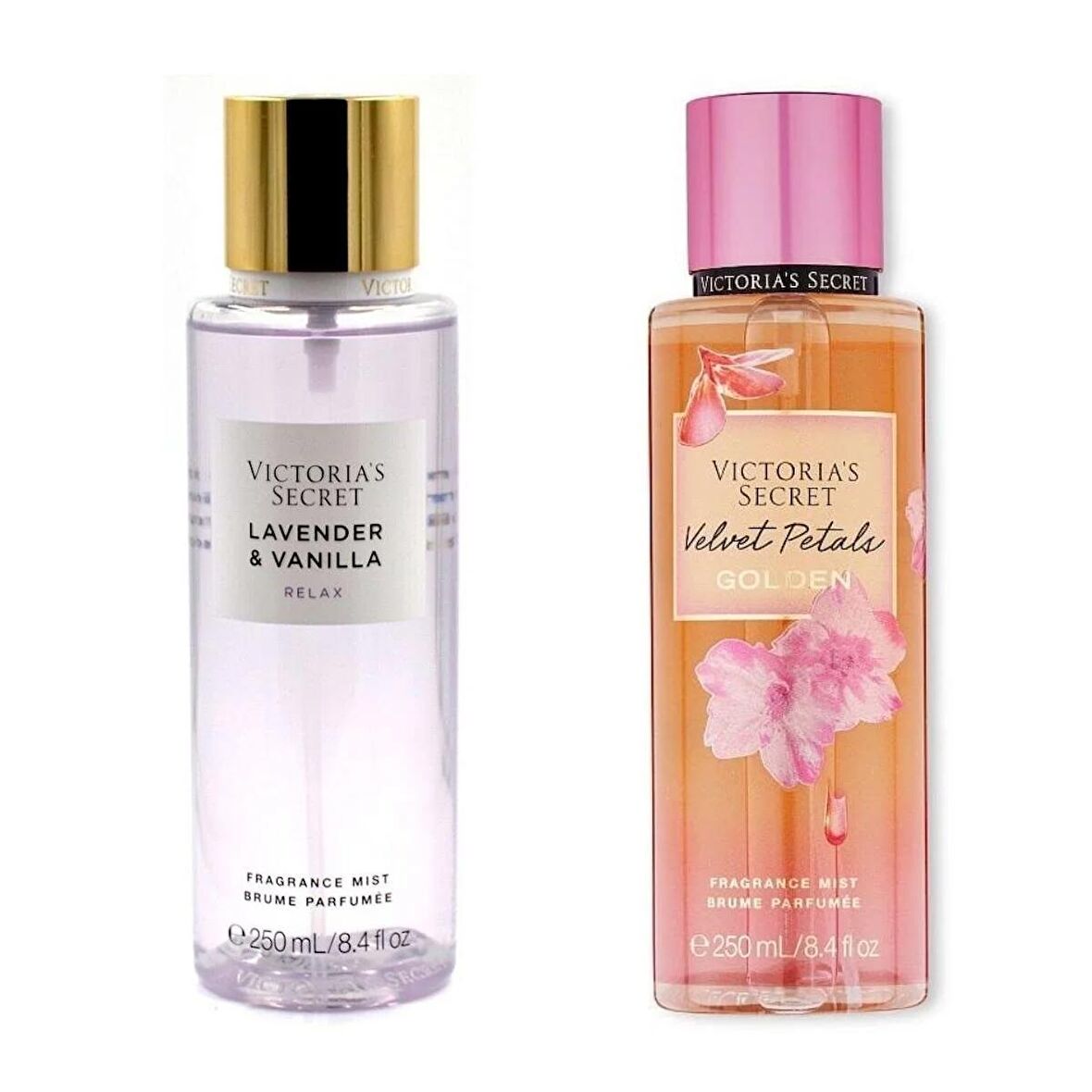 VICTORIA'S SECRET Lavender ve Vanilla-Velvet Petals Golden Vücut Spreyi İkili Set