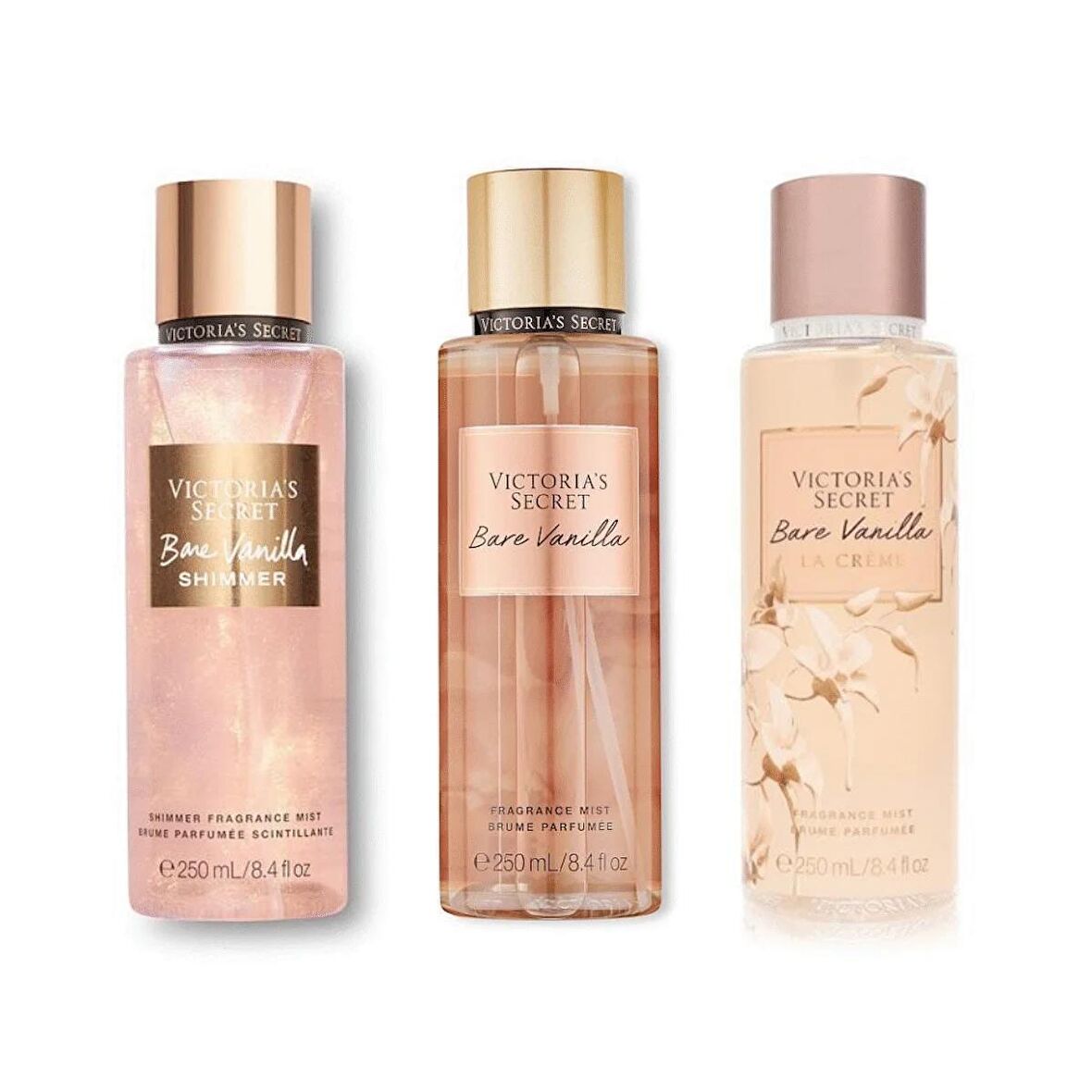 VICTORIA'S SECRET Bare Vanilla Işıltılı-Bare Vanilla-Bare Vanilla La Creme Vücut Spreyi Üçlü Set