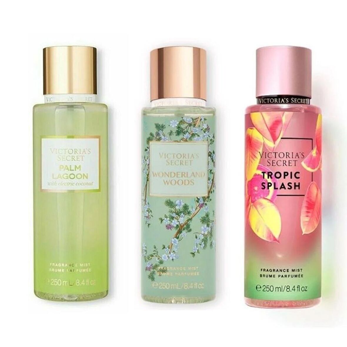 VICTORIA'S SECRET Palm Lagoon-Wonderland Woods-Tropıc Splash Vücut Spreyi Üçlü Set