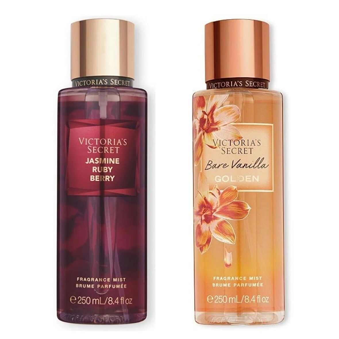 VICTORIA'S SECRET Jasmine Ruby Berry-Bare Vanilla Golden Vücut Spreyi İkili Set