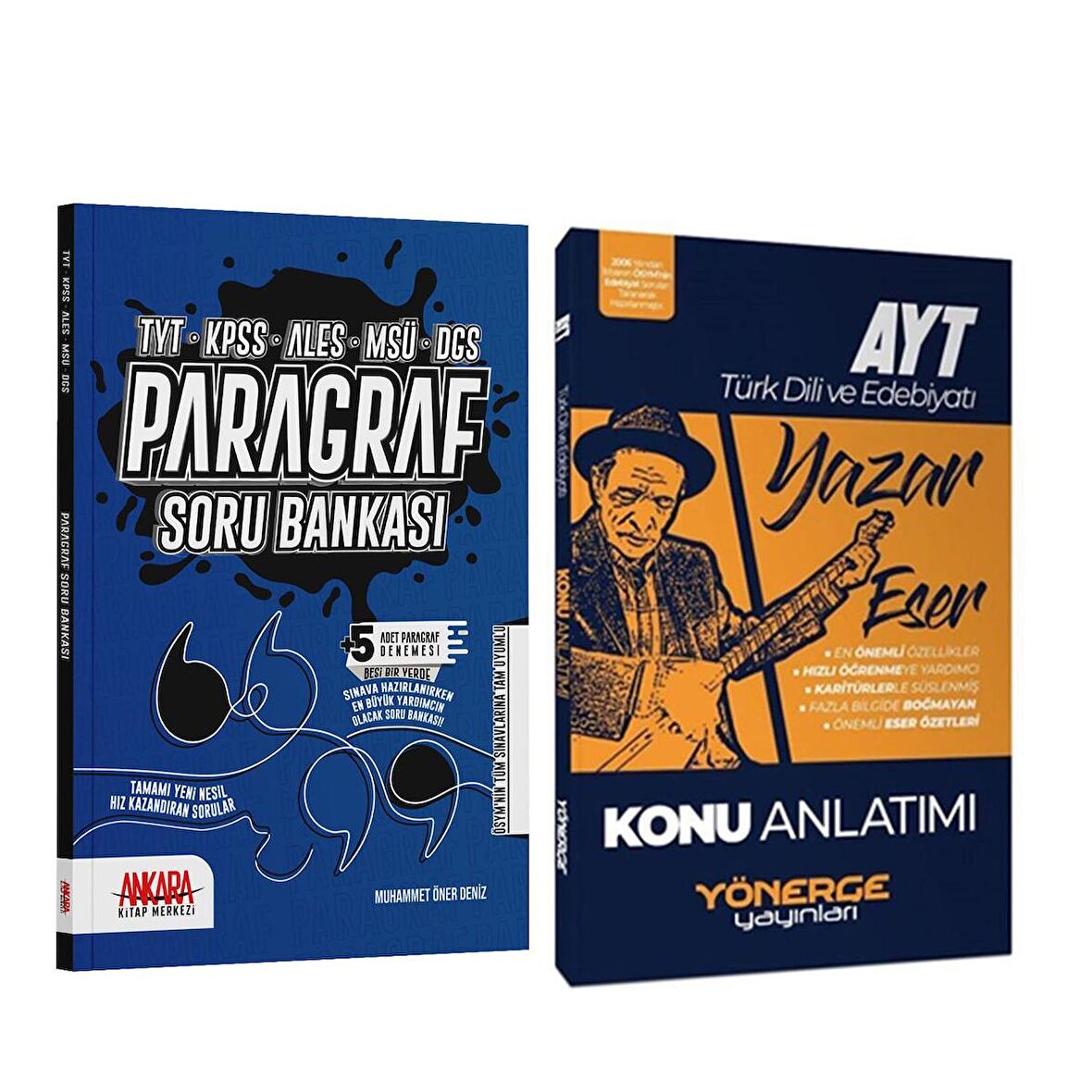 Yönerge AYT Türk Dili ve Edebiyatı Yazar Eser Konu ve AKM Paragraf Soru Bankası Seti 2 Kitap
