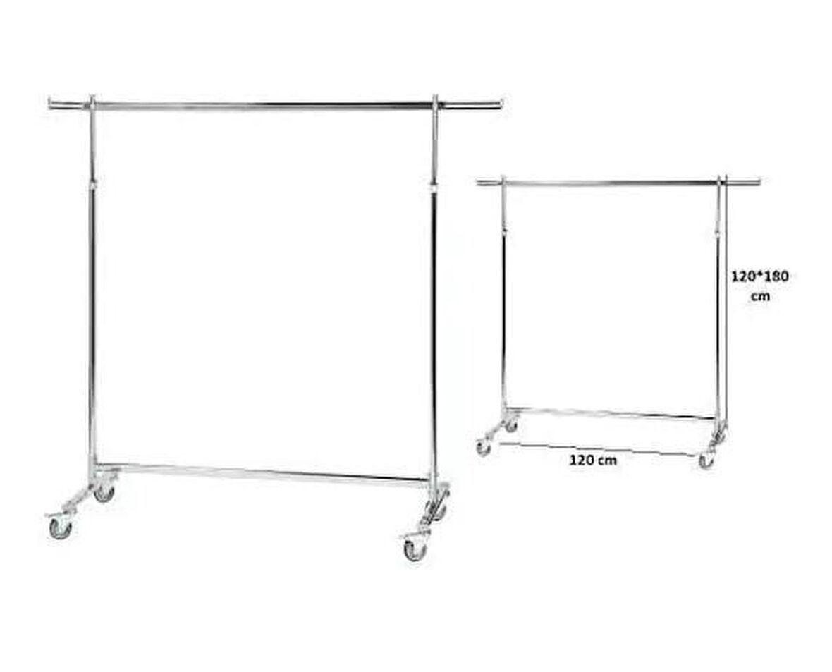 Komple Krom Frenli Tekerlekli Stand Askılık (Eşek) Stant - (Vitrin RAF)