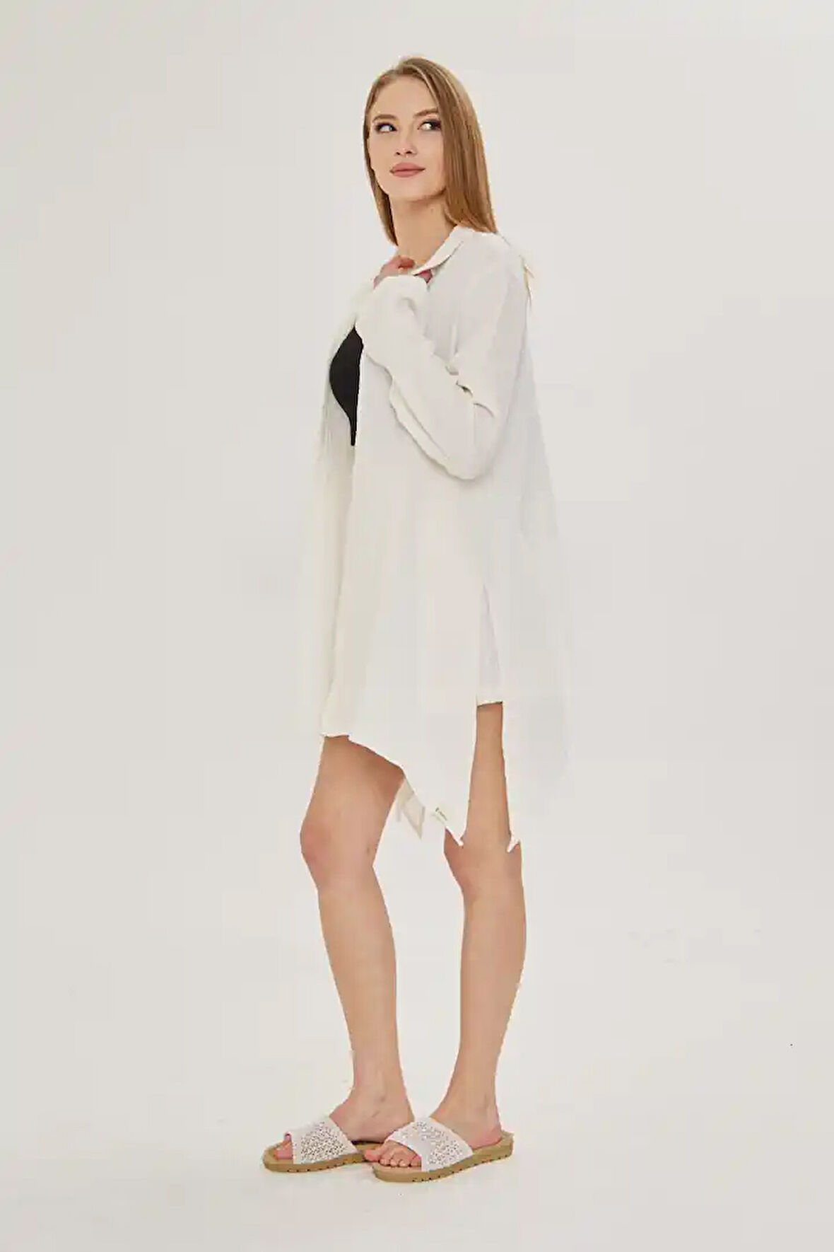 Asimetrik Müslin Ceket