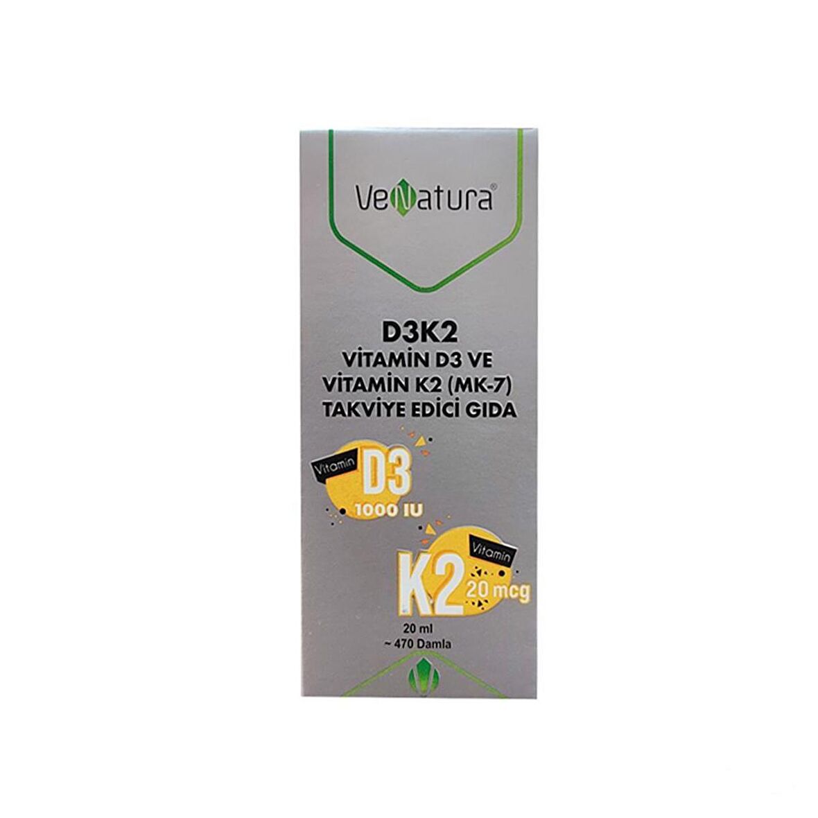 D3K2 Vitamin D3 Ve Menaquinon 7(MK-7) Takviye Edici Gıda 20ml