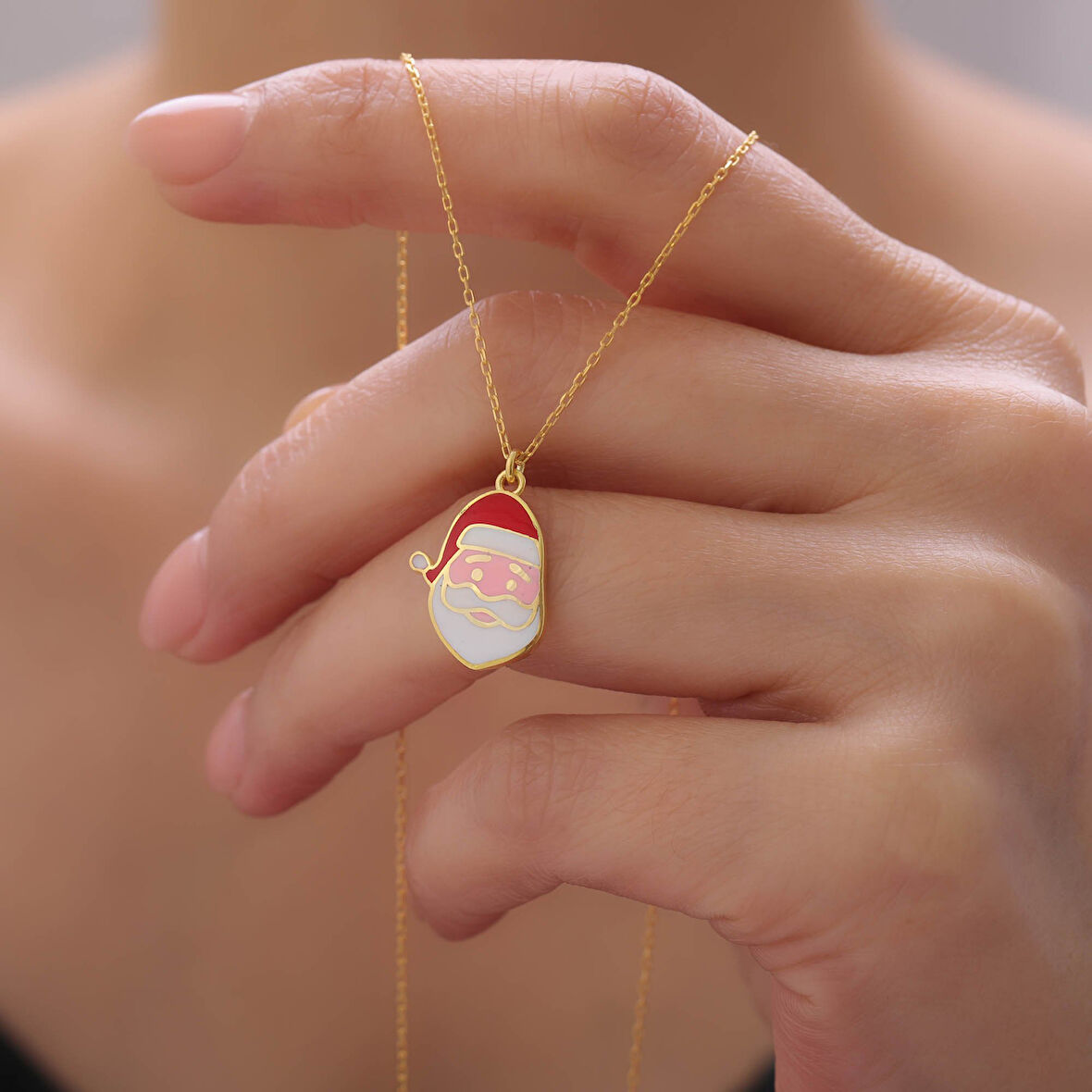 925 Ayar Gümüş Yılbaşı Hediyesi Noel Baba Kolye