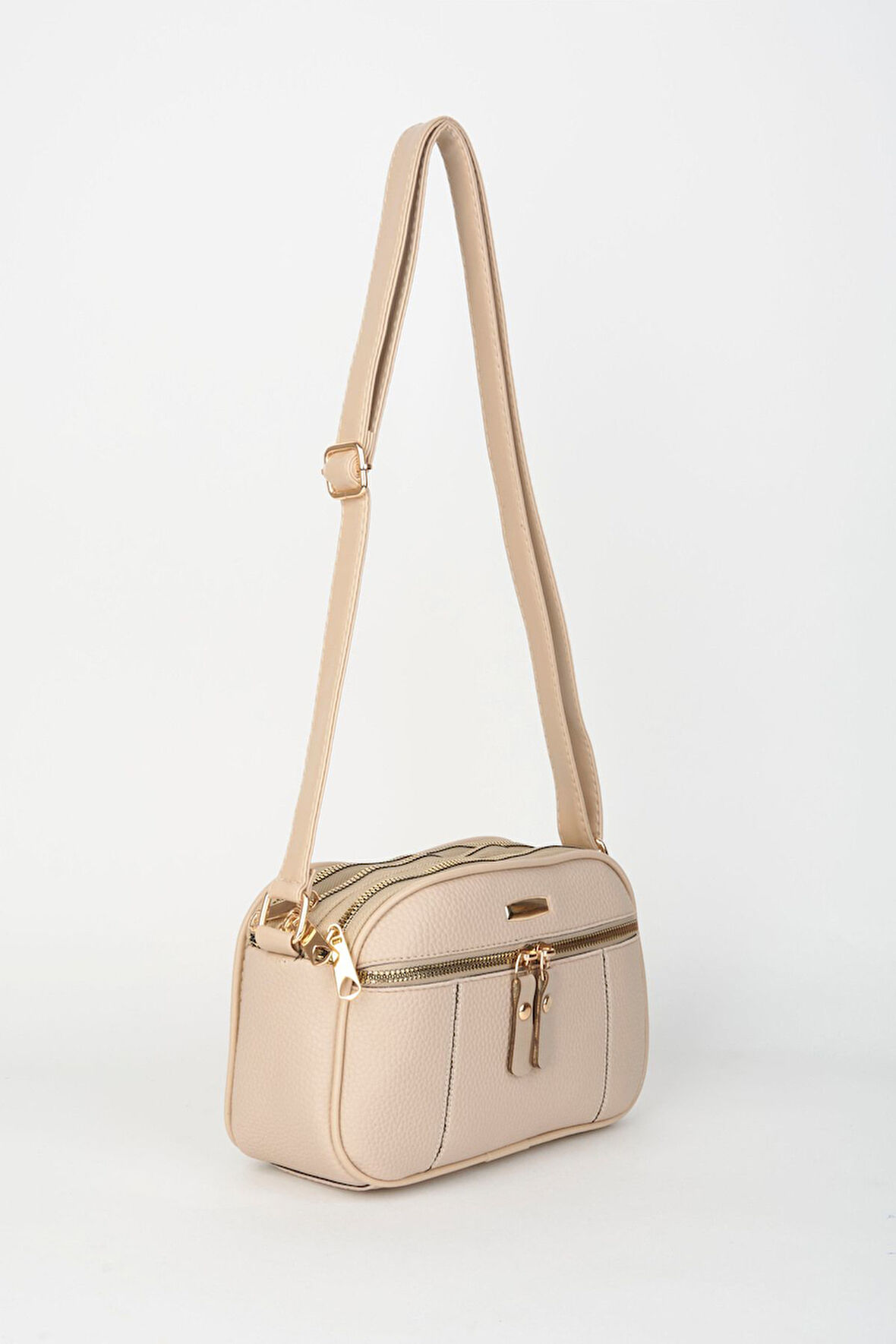 Kadın Sincap Vizon 4 Bölmeli Suni Deri Orta Boy Fermuar Kapama El Kol Ve Omuz Çantası