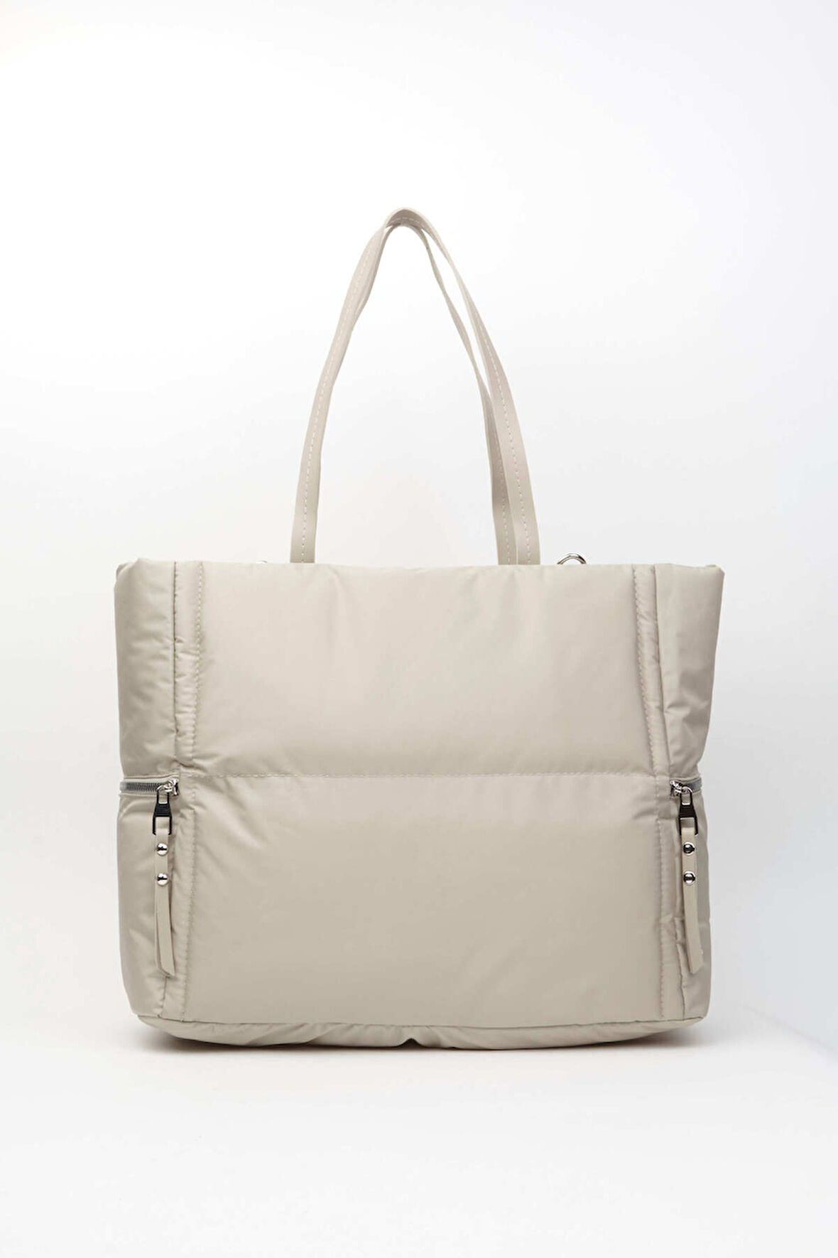 Kadın Vizon 3 Cepli Büyük Boy Astarlı Fermuar Kapama El Kol Ve Omuz Çantası