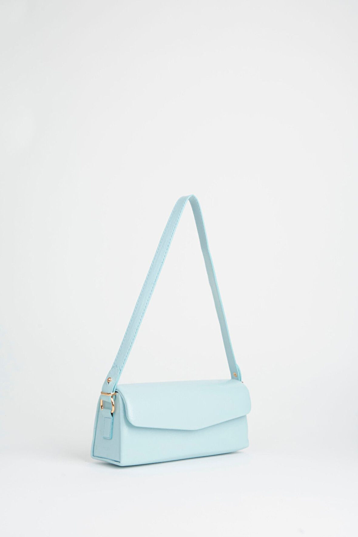 Kadın Gelincik Bebe Mavi Dokulu Suni Deri Astarlı Çıt Çıt Kapama El Kol Ve Omuz Çantası