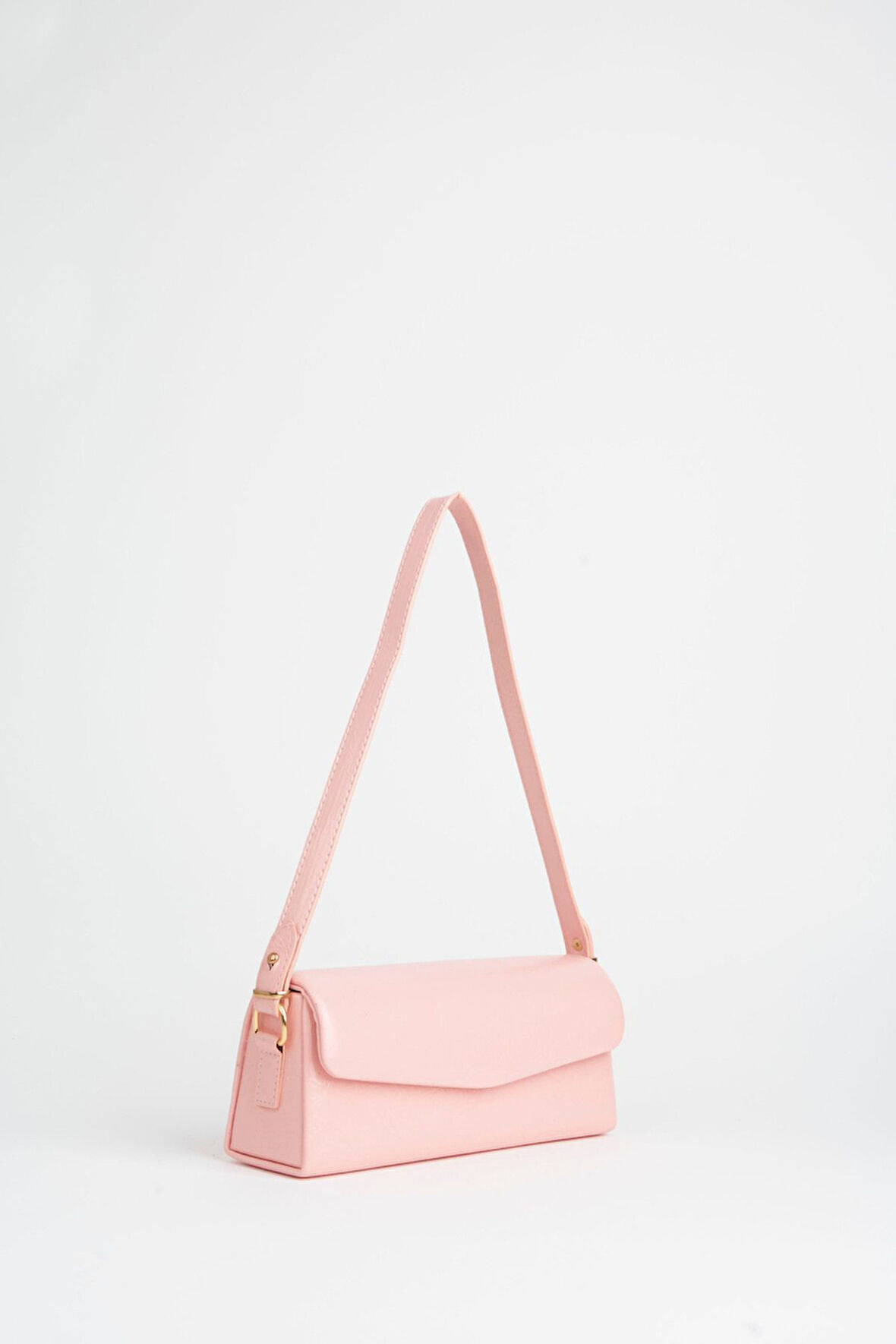 Kadın Gelincik Pembe Dokulu Suni Deri Astarlı Çıt Çıt Kapama El Kol Ve Omuz Çantası