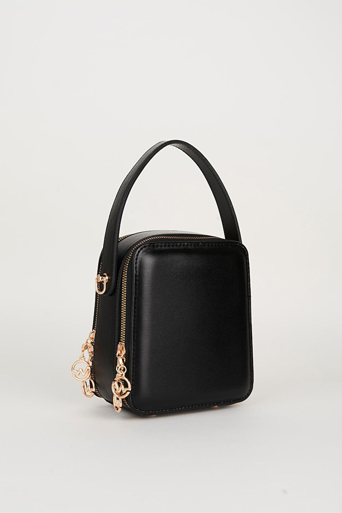 Kadın Hazer Siyah 3 Bölmeli Astarlı Suni Deri Ayarlanabilir Askılı Fermuar Kapama El Ve Omuz Çantası