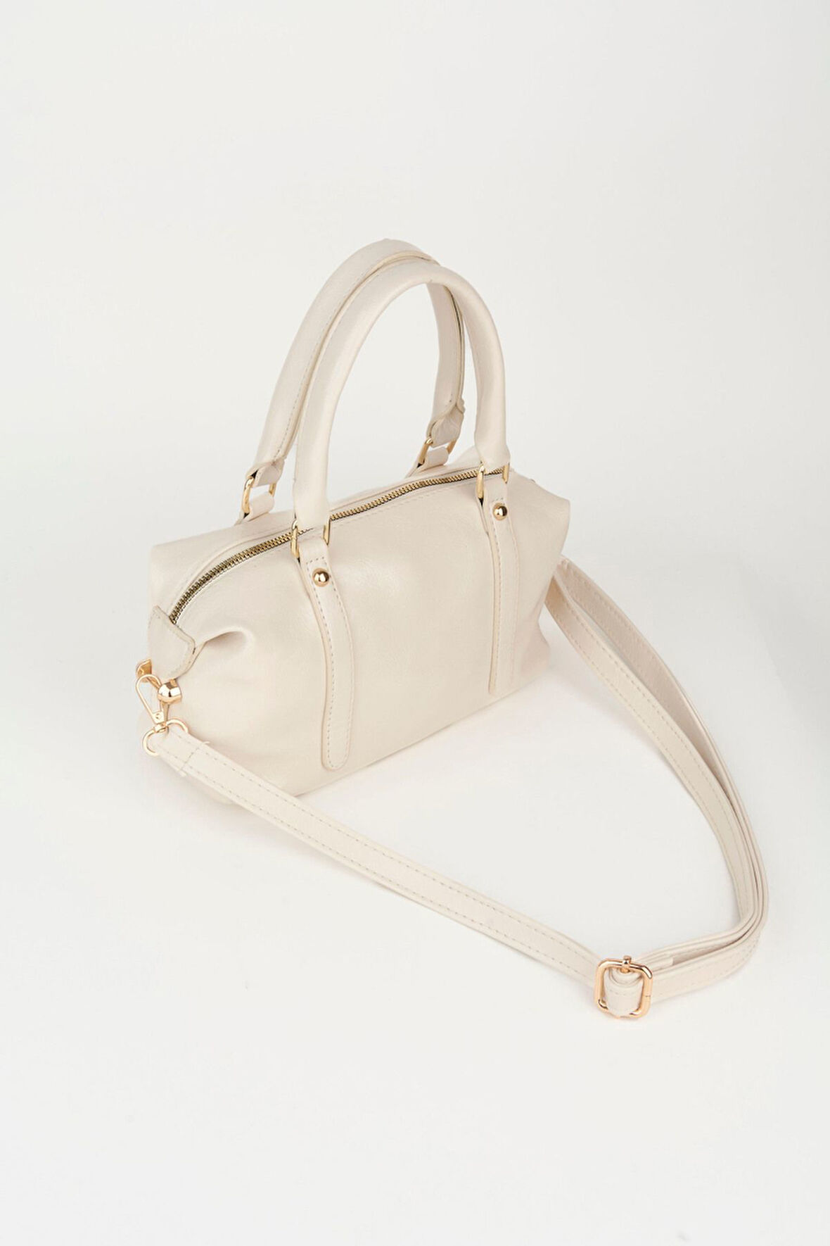 Kadın Ortanca Vizon Tasarım Kırık Parlak Deri Astarlı Fermuar Kapama El Kol Ve Omuz Çantası