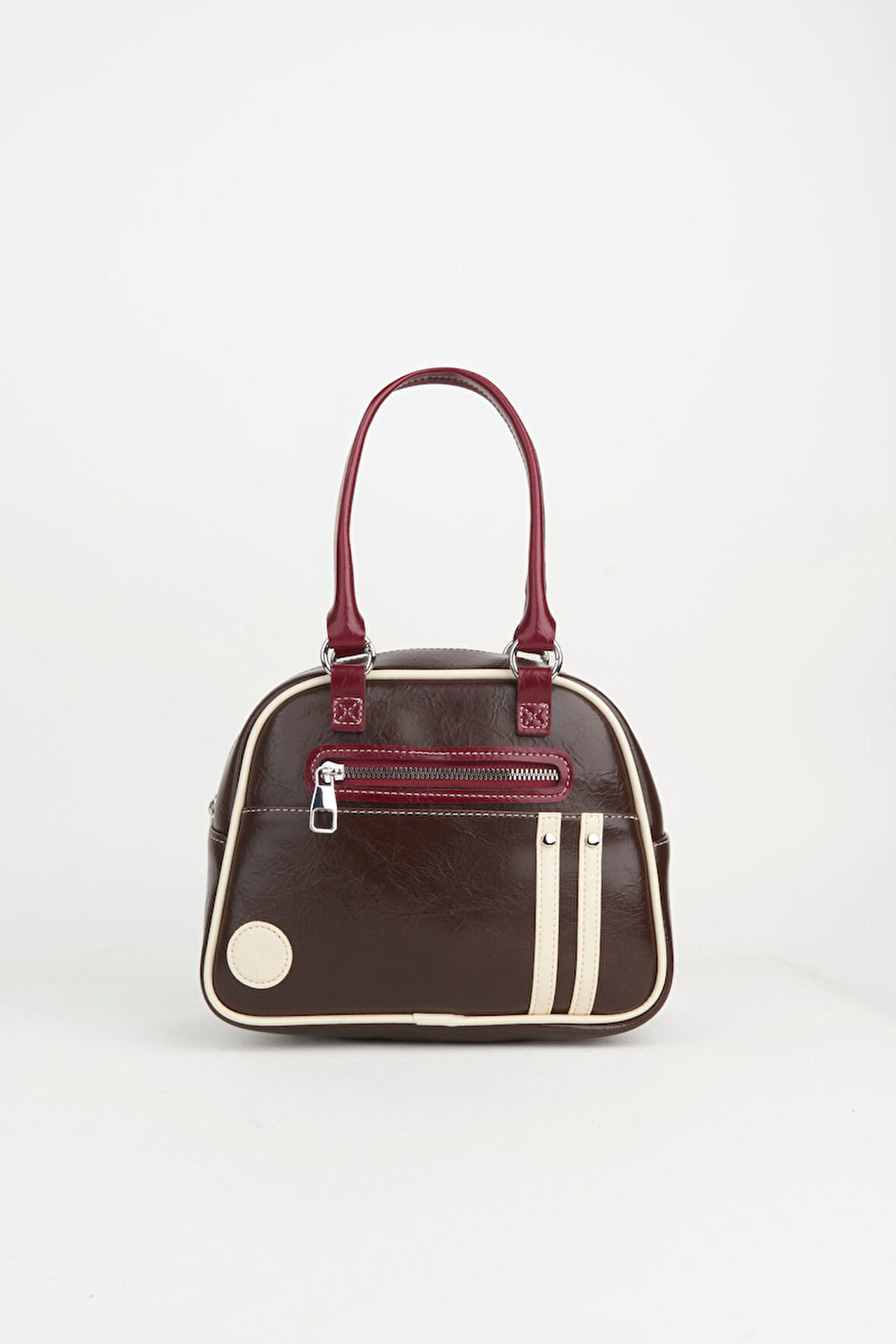 Kadın Acı Kahve Retro Spor Ayarlanabilir Askılı Fermuar Kapama El Kol Ve Omuz Çantası