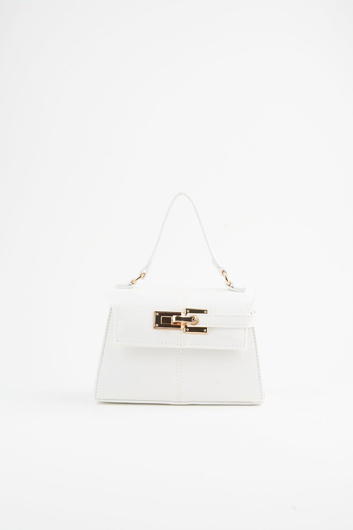 Kadın Nergis Beyaz Tasarım Kilit Çıt Çıt Kapama Suni Deri Astarlı El Kol Ve Omuz Çantası