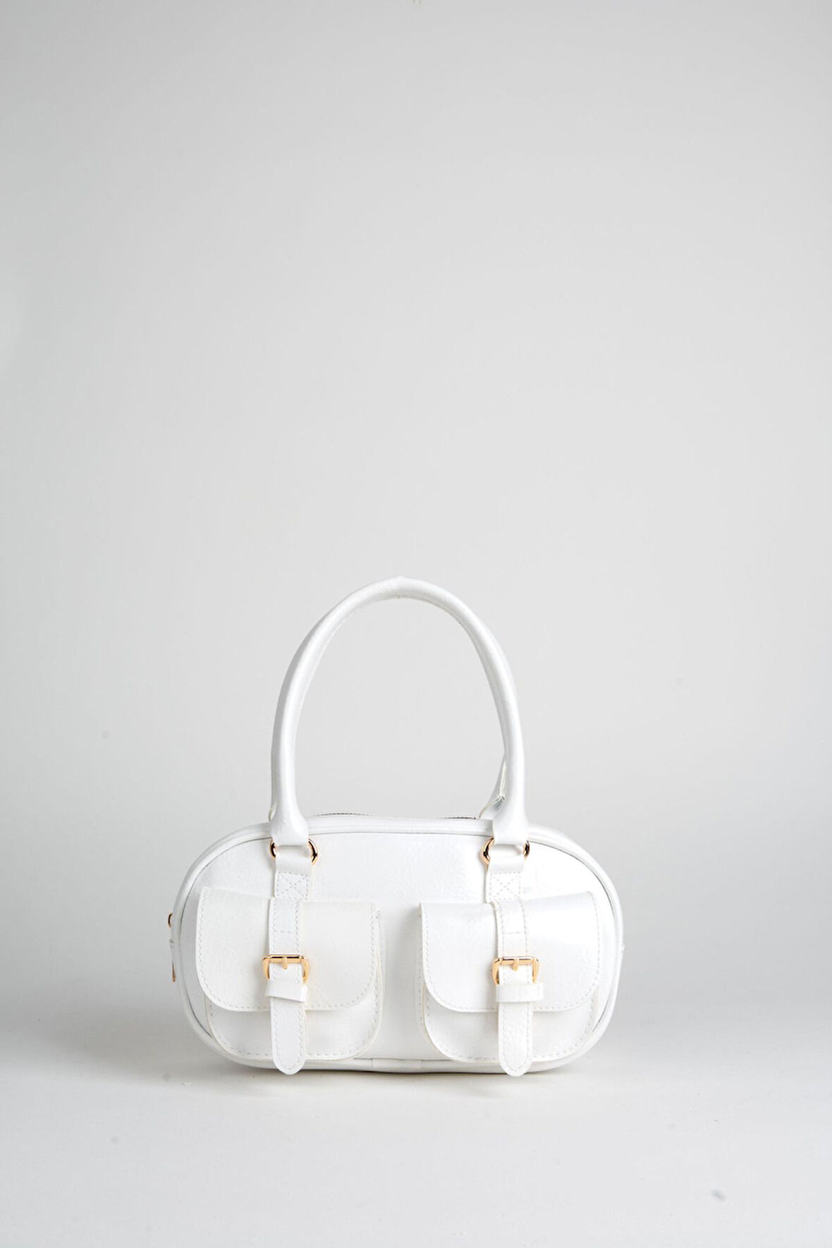 Kadın Çiğdem Beyaz 3 Cepli Fermuar Ve Çıt Çıt Kapama Ayarlanabilir Askılı El Kol Ve Omuz Çantası