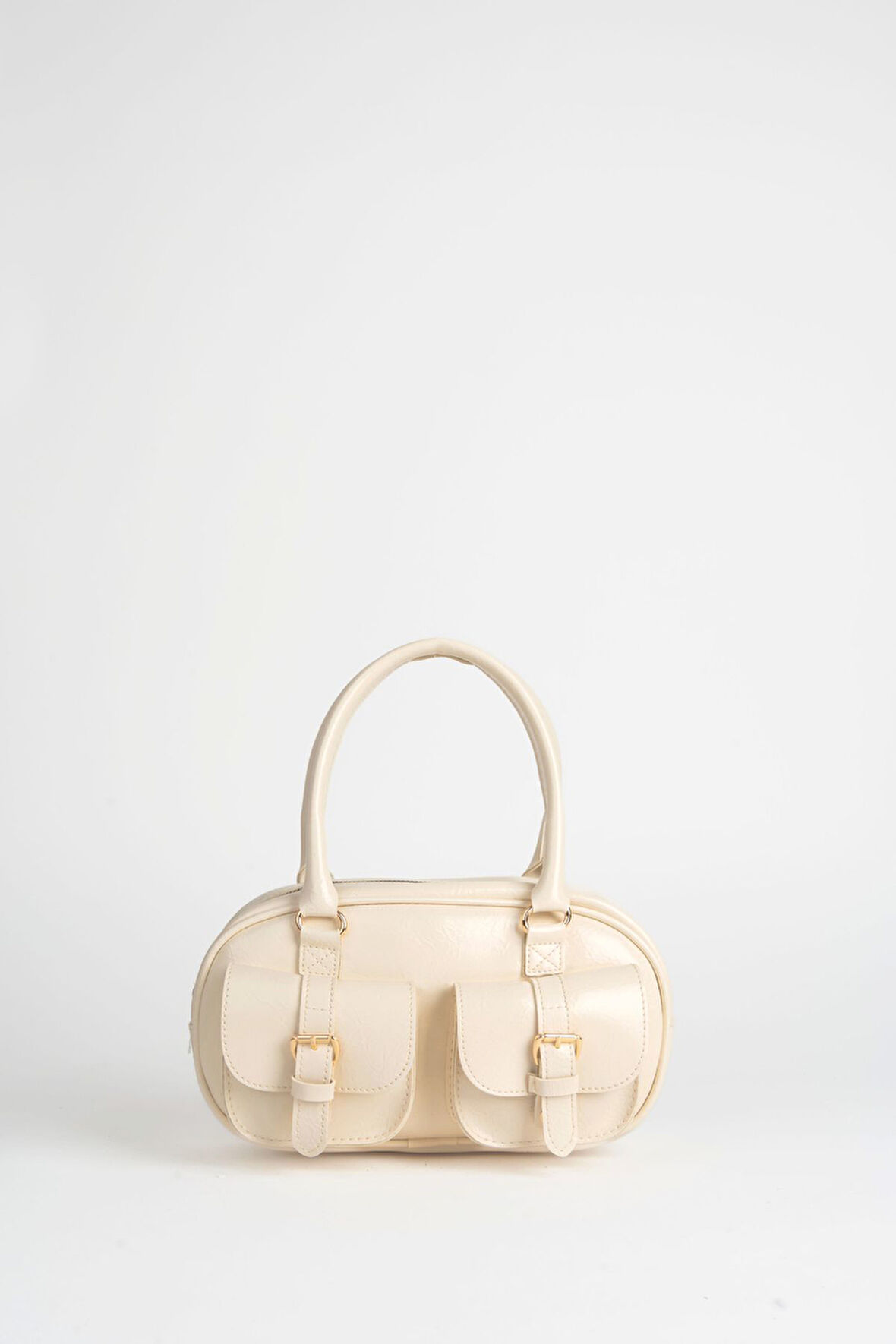 Kadın Çiğdem Krem 3 Cepli Fermuar Ve Çıt Çıt Kapama Ayarlanabilir Askılı El Kol Ve Omuz Çantası