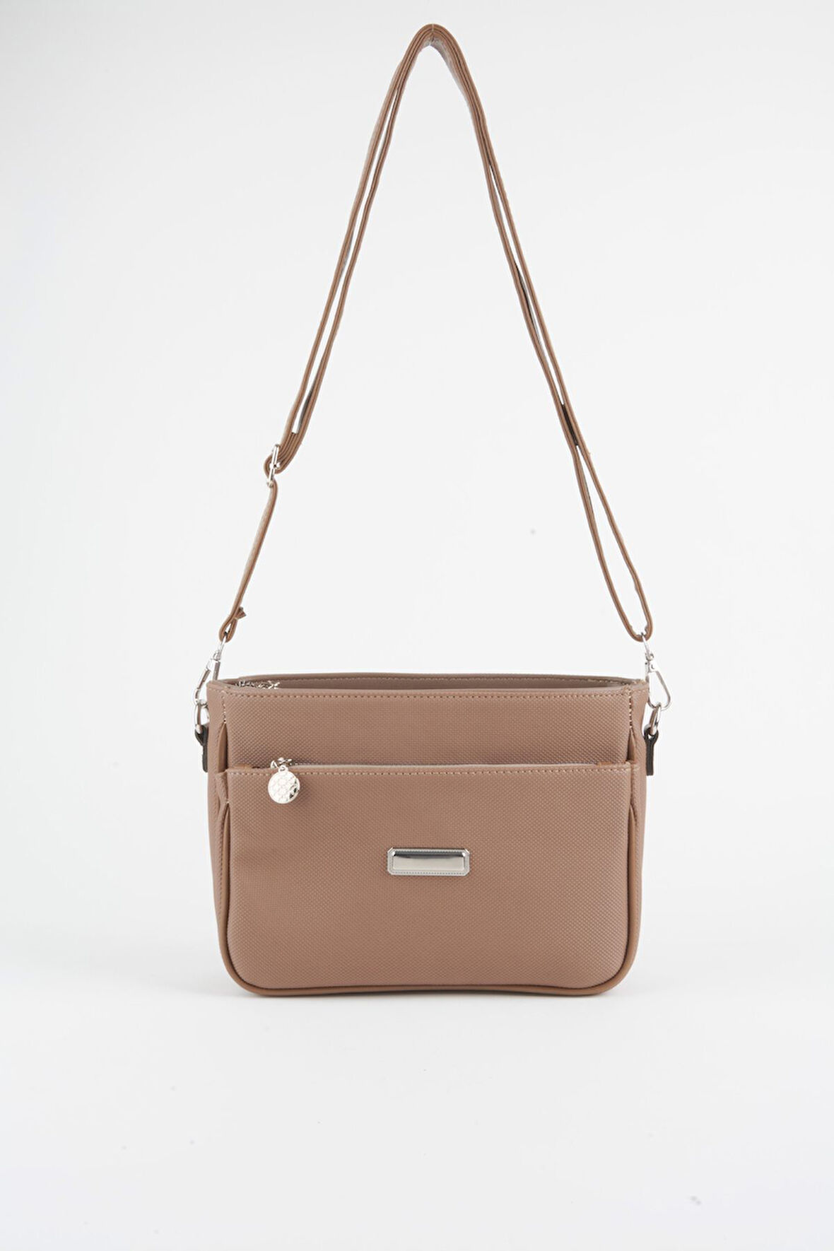 Kadın Zambak Koyu Vizon 3 Bölmeli Astarlı Lacost Deri Fermuar Kapama El Kol Ve Omuz Çantası