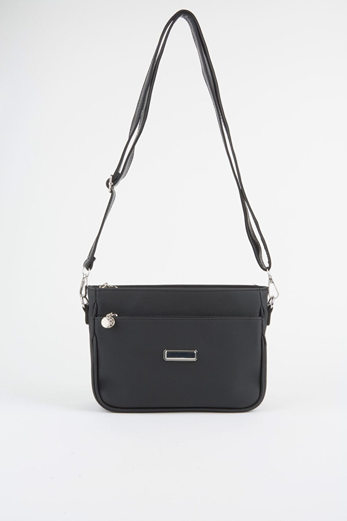 Kadın Zambak Siyah 3 Bölmeli Astarlı Lacost Deri Fermuar Kapama El Kol Ve Omuz Çantası