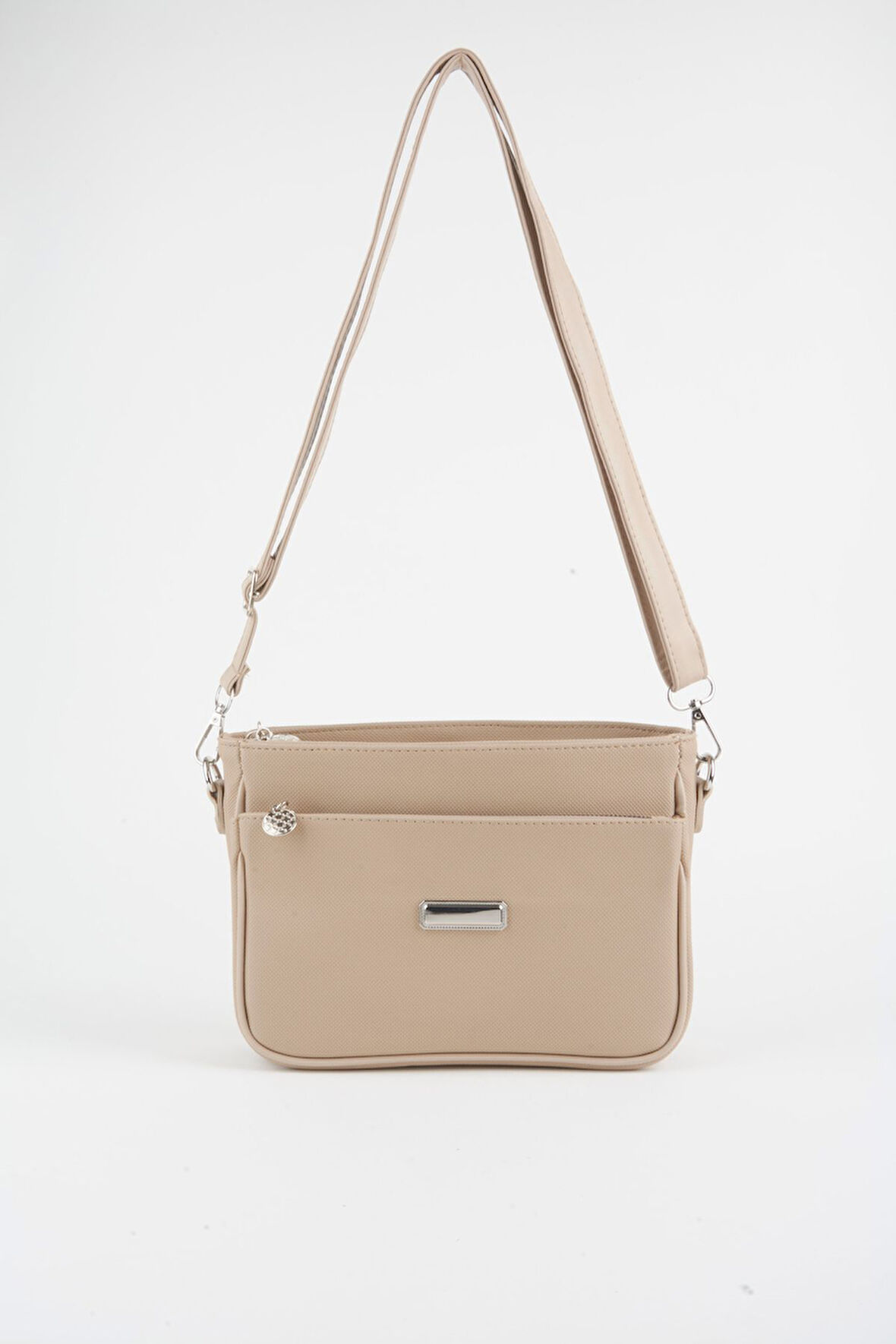 Kadın Zambak Vizon 3 Bölmeli Astarlı Lacost Deri Fermuar Kapama El Kol Ve Omuz Çantası