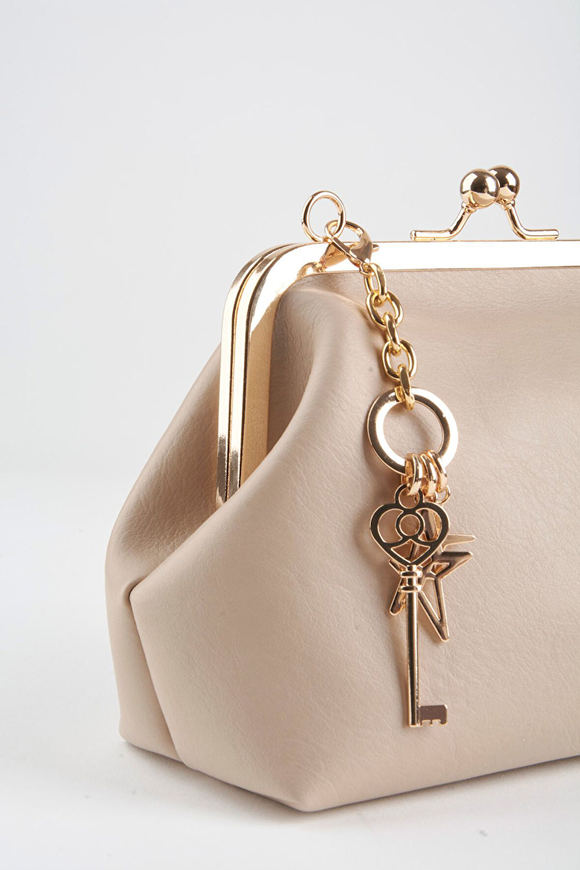 Kadın Vizon Anahtar Charm Hediyeli Burs Kapama Astarlı El Kol Ve Omuz Çantası