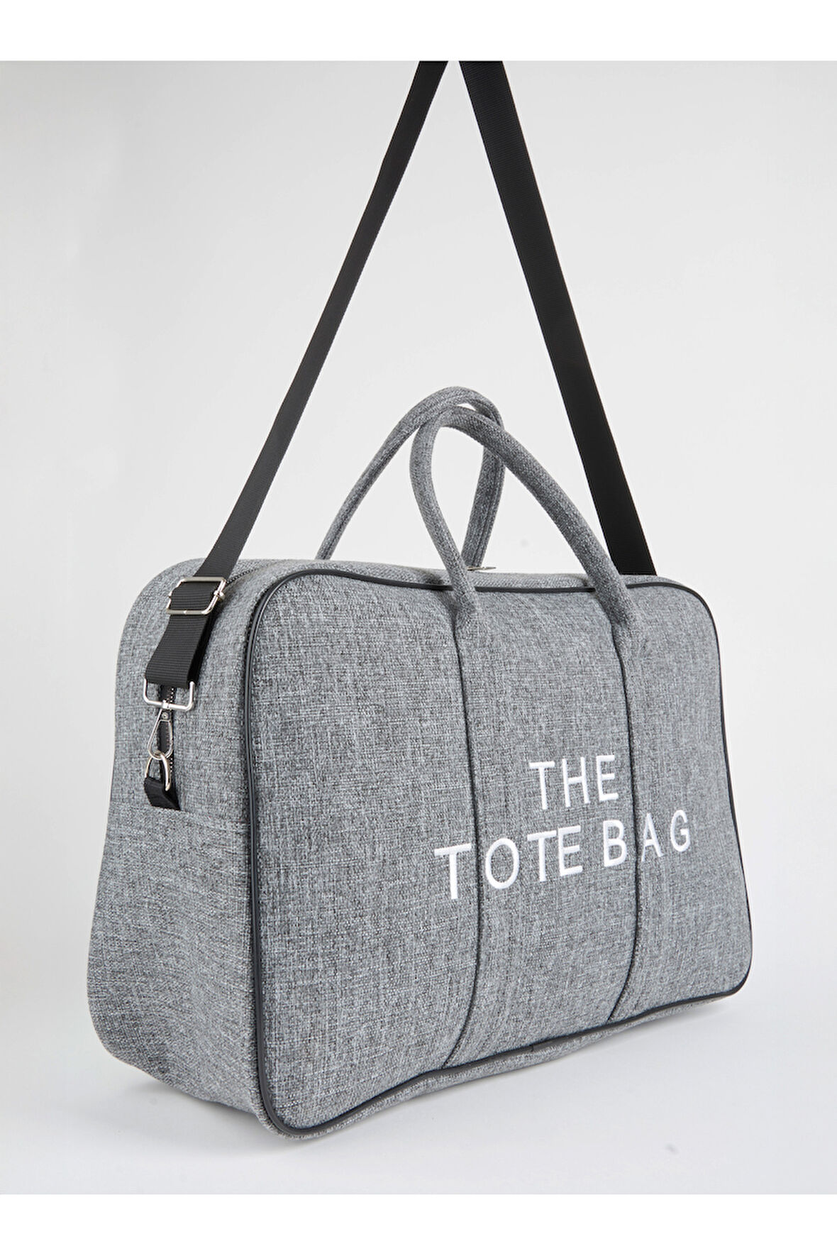 Unisex Gri Okul İş Anne Bebek Büyük Boy Fermuar Kapama El Kol Ve Omuz Çantası