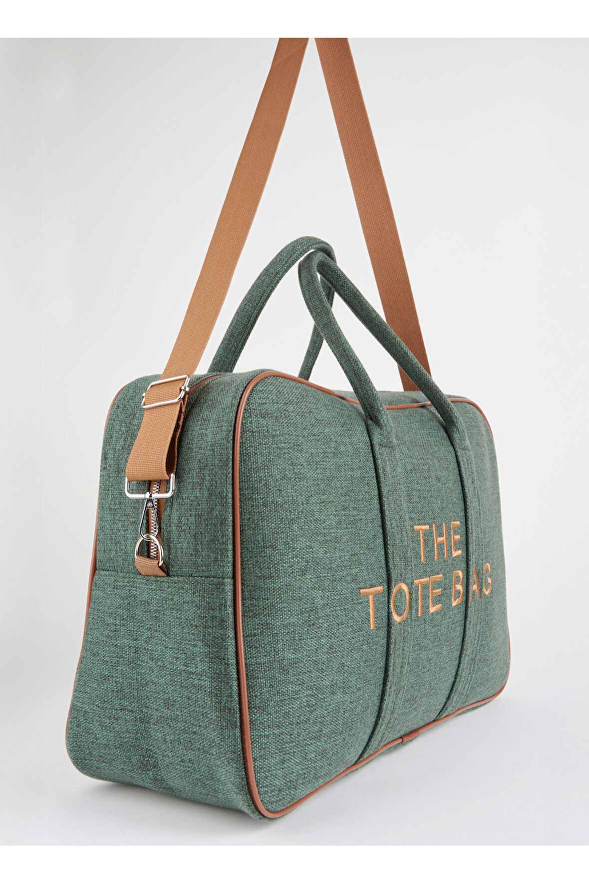 Unisex Yeşil Okul İş Anne Bebek Büyük Boy Fermuar Kapama El Kol Ve Omuz Çantası