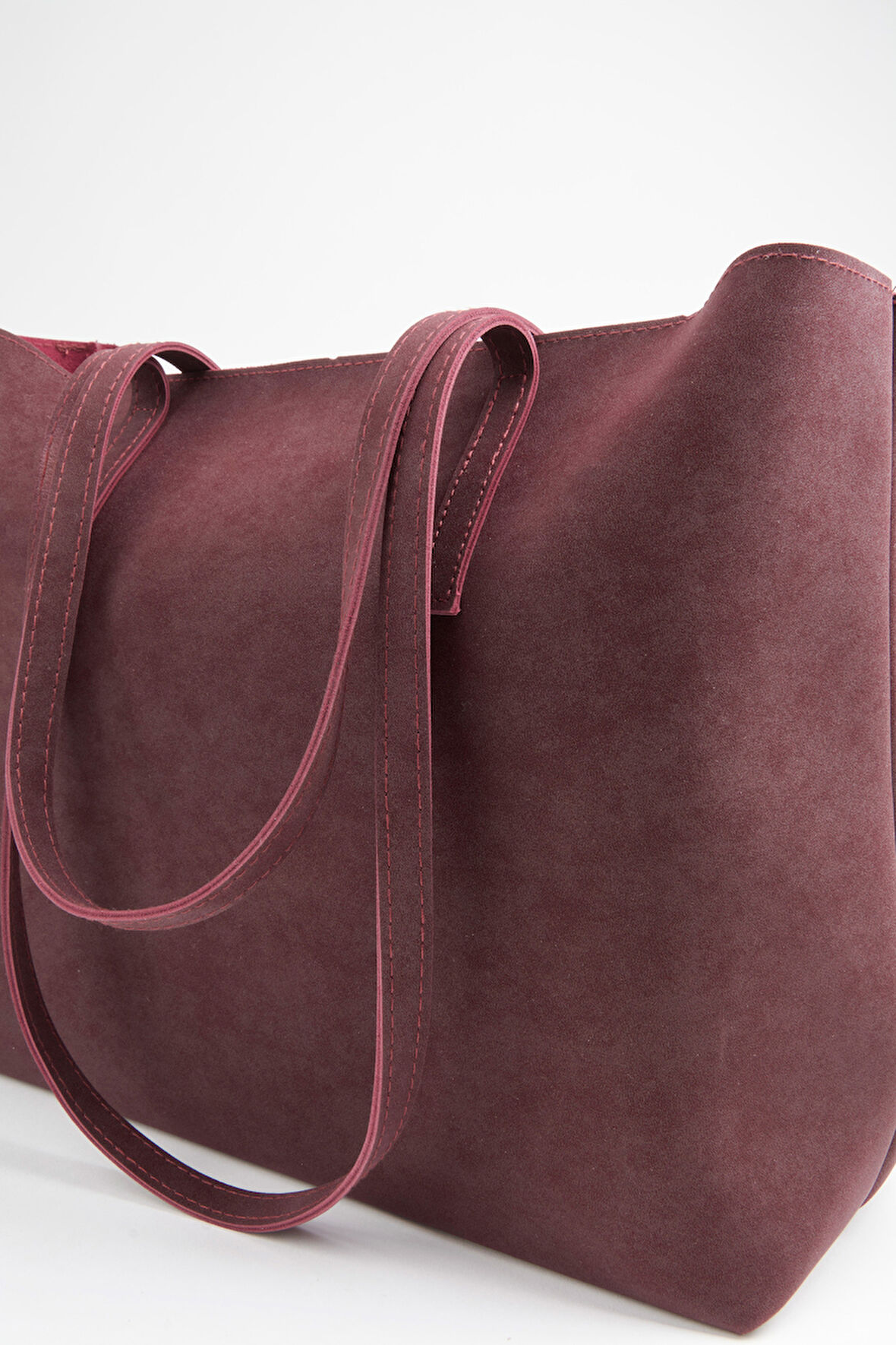 Kadın Açelya Bordo Nubuk Büyük Boy Fermuar Kapama El Ve Kol Çantası