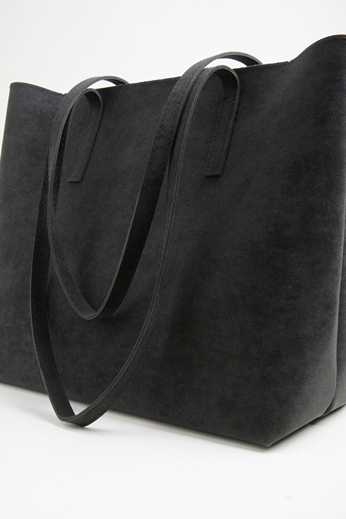 Kadın Açelya Siyah Nubuk Büyük Boy Fermuar Kapama El Ve Kol Çantası