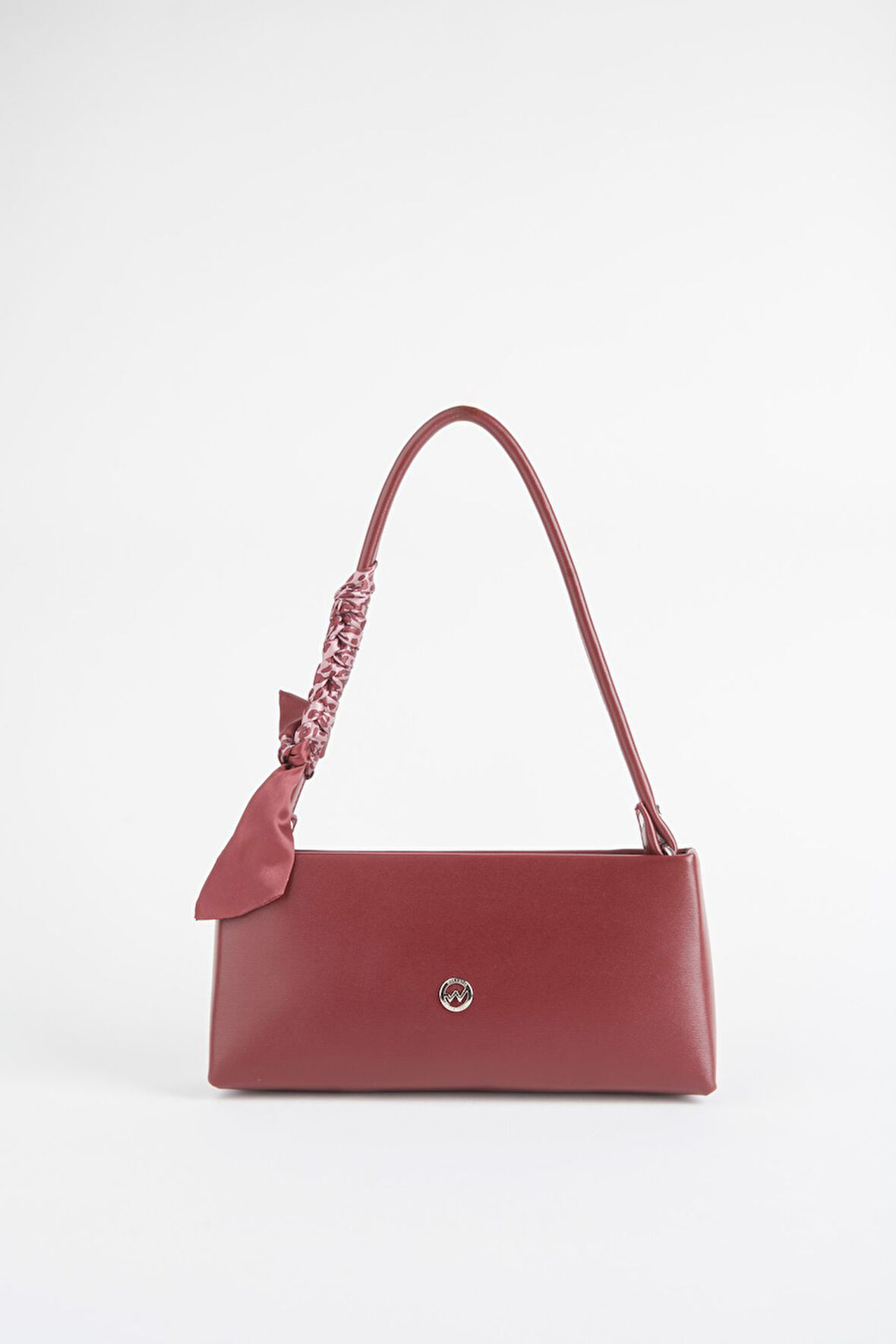 Kadın Zarif Bordo Fular Hediyeli Suni Deri Baget Fermuar Kapama El Ve Kol Çantası