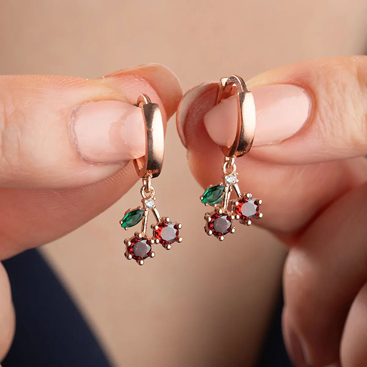 Vaoov 925 Ayar Gümüş Kiraz Küpe