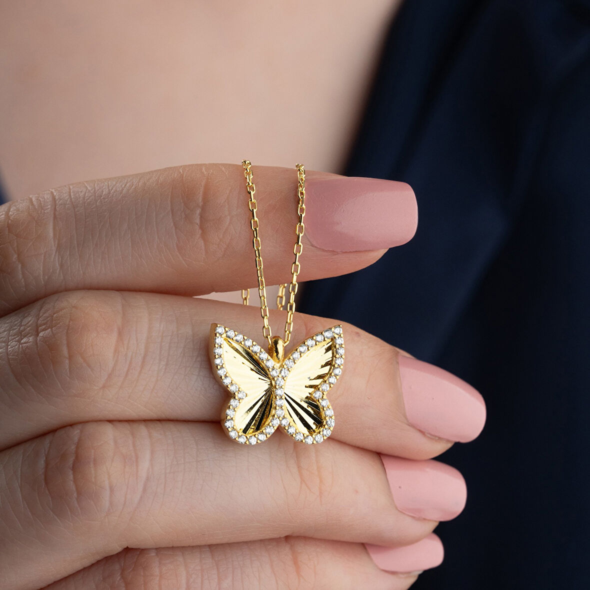 Vaoov 925 Ayar Gümüş Dokulu ve Taşlı Yonca Kolye