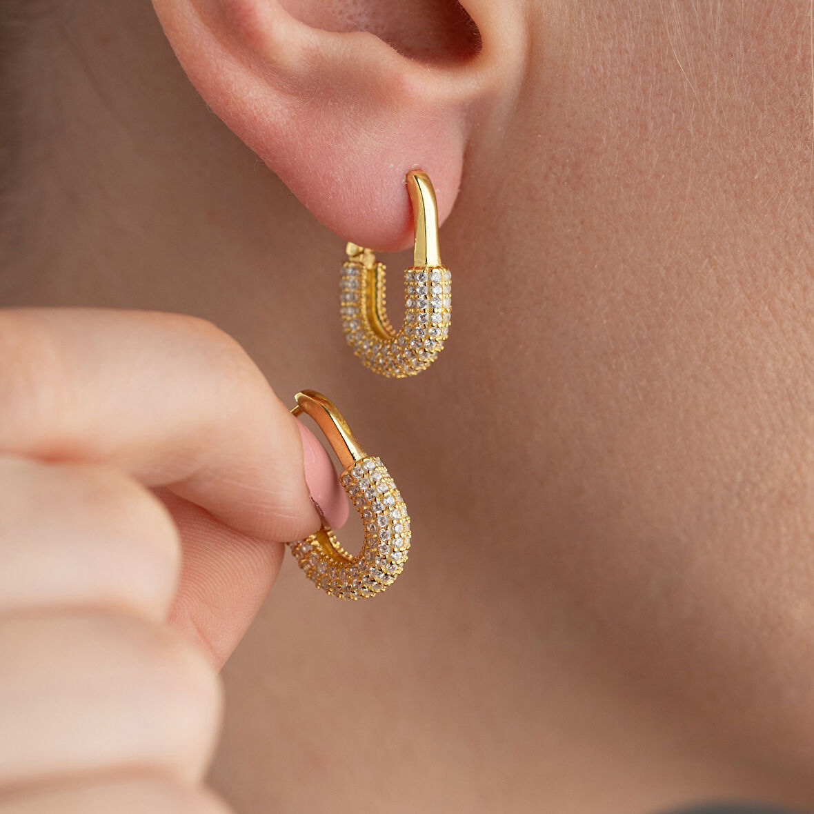 925 Ayar Gümüş Çengelli İğne Küpe