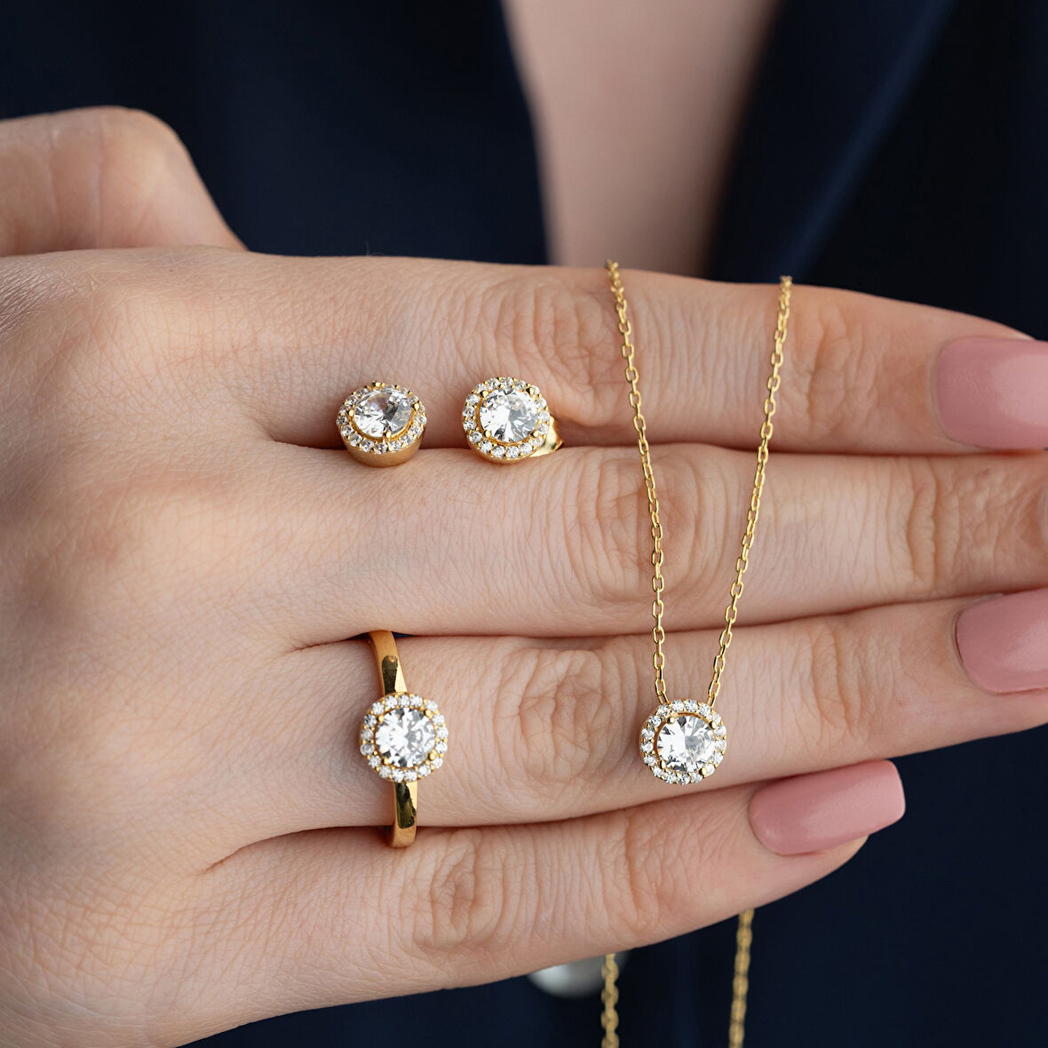 Vaoov 925 Ayar Gümüş 3lü Tektaş Set