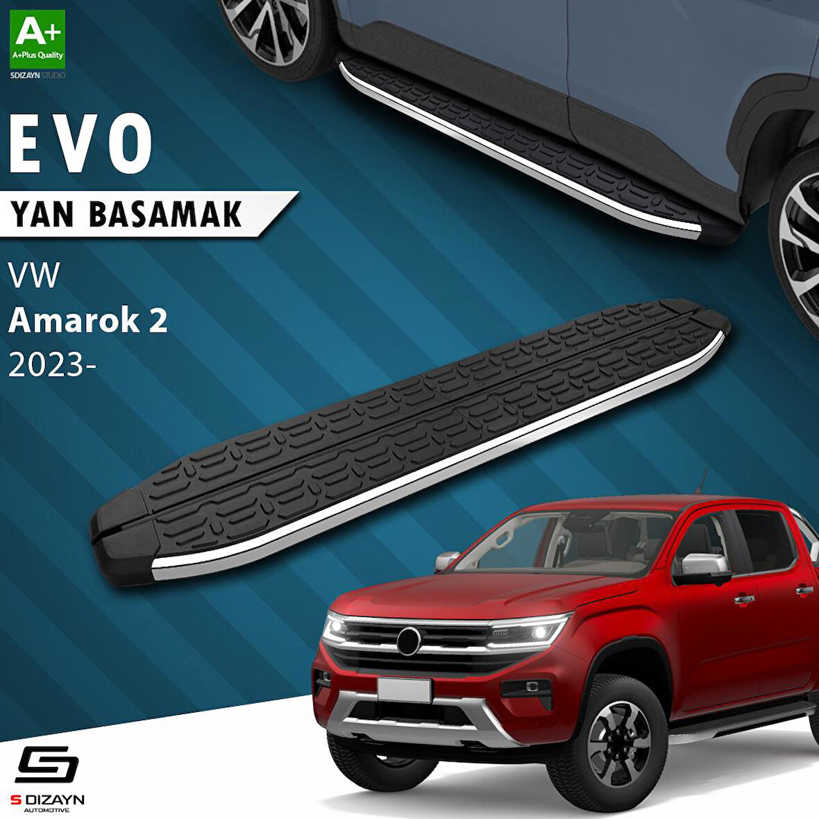 S-Dizayn VW Amarok 2 Evo Krom Yan Basamak 203 Cm 2023 Üzeri A+ Kalite