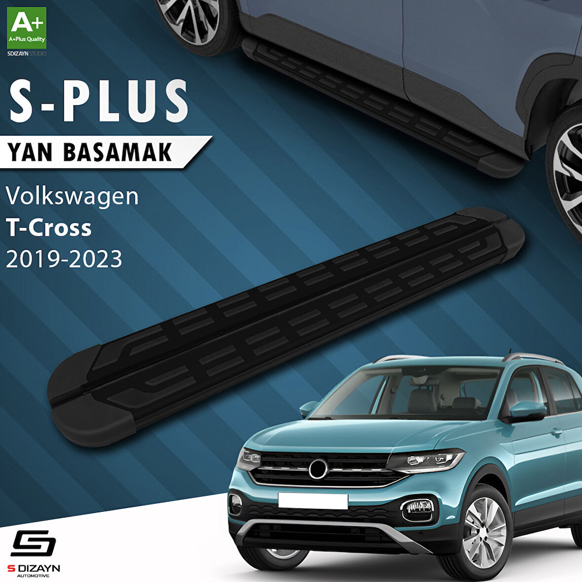 S-Dizayn VW T-Cross S-Plus Siyah Yan Basamak 173 Cm 2019-2023 A+ Kalite