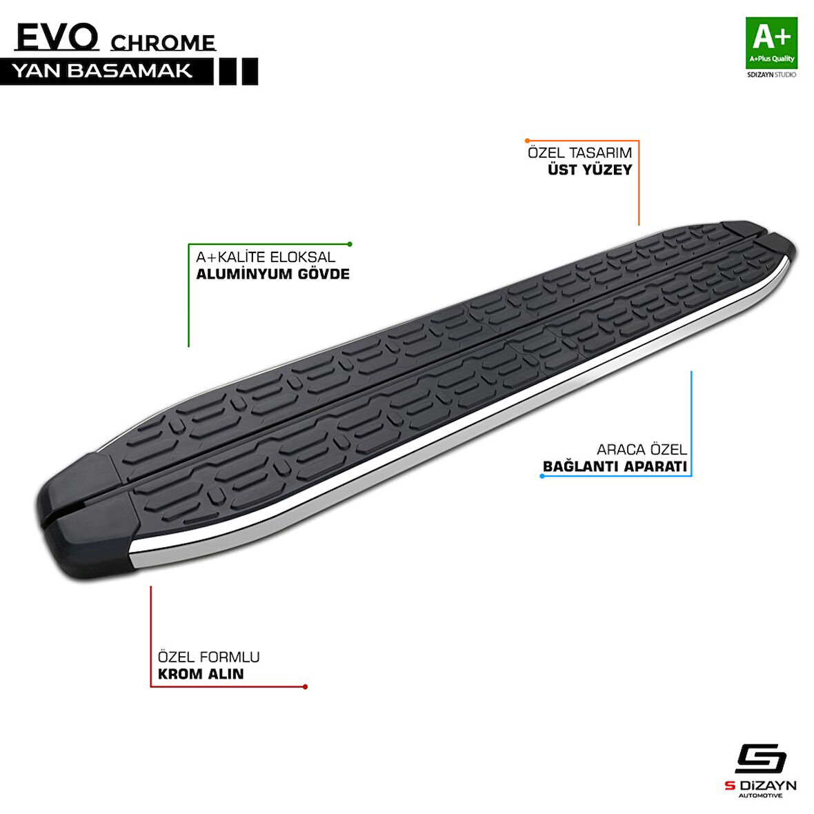 S-Dizayn VW Touareg Evo Krom Yan Basamak 193 Cm 2002-2010 A+ Kalite