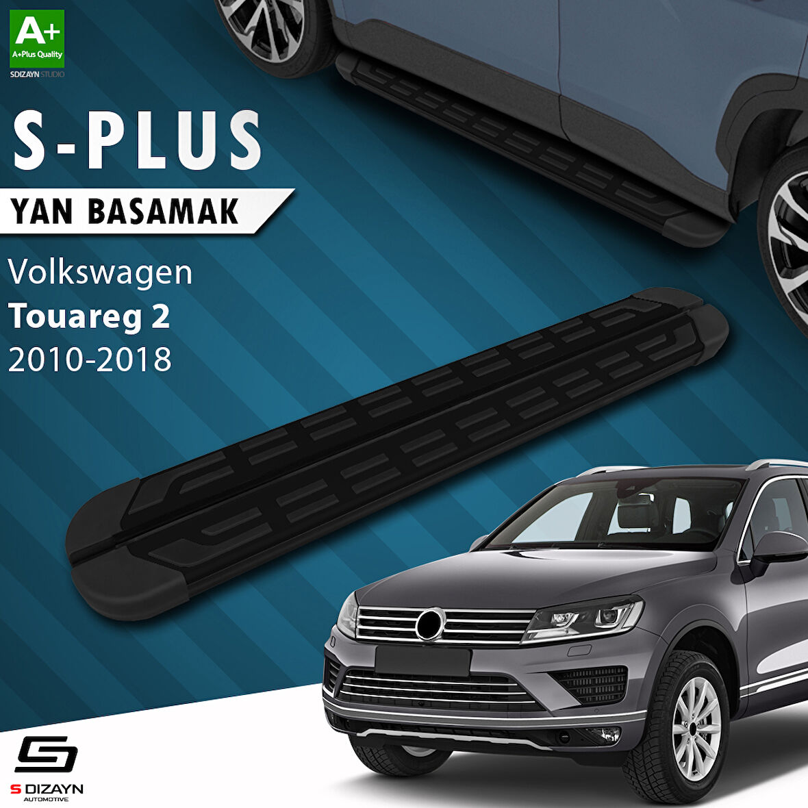 S-Dizayn VW Touareg 2 S-Plus Siyah Yan Basamak 193 Cm 2010-2018 A+ Kalite