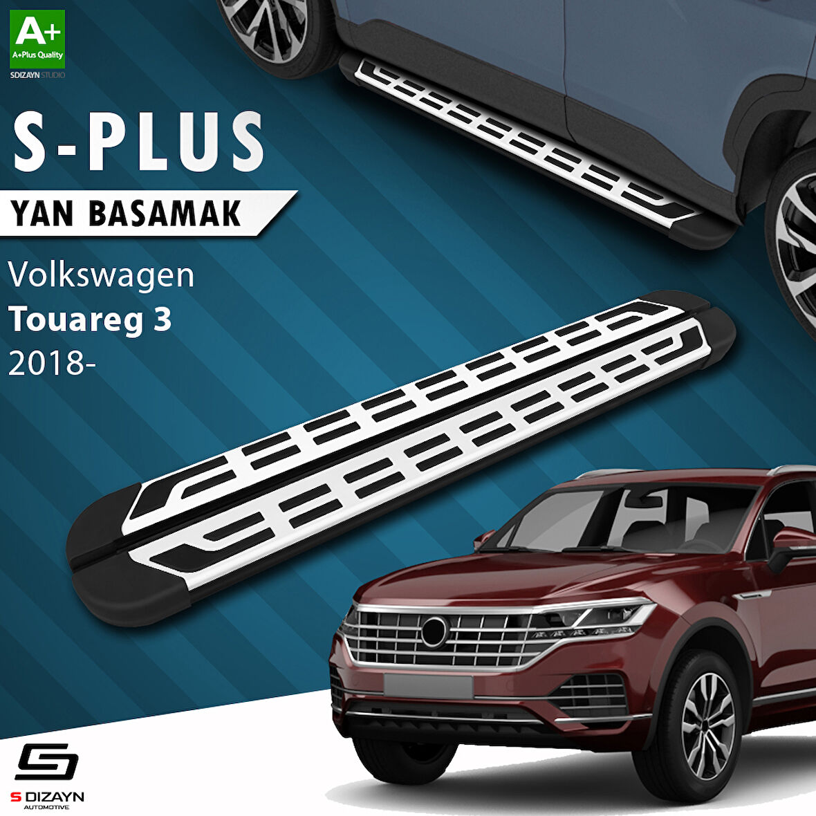 S-Dizayn VW Touareg 3 S-Plus Gri Yan Basamak 193 Cm 2018 Üzeri A+ Kalite