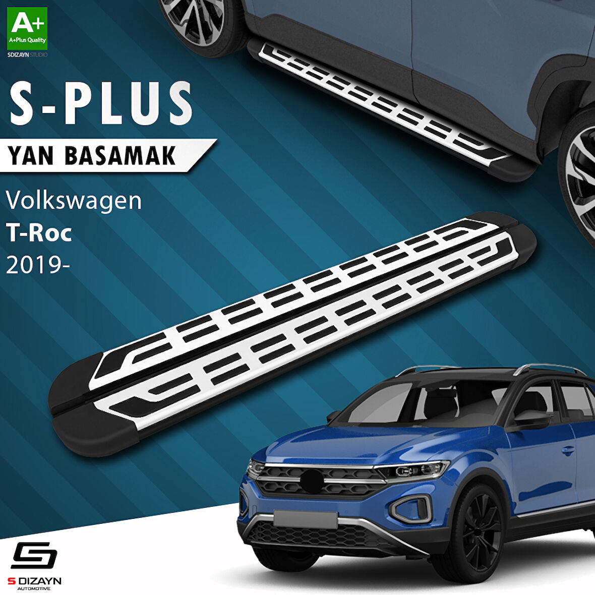 S-Dizayn VW T-Roc S-Plus Gri Yan Basamak 173 Cm 2019 Üzeri A+ Kalite