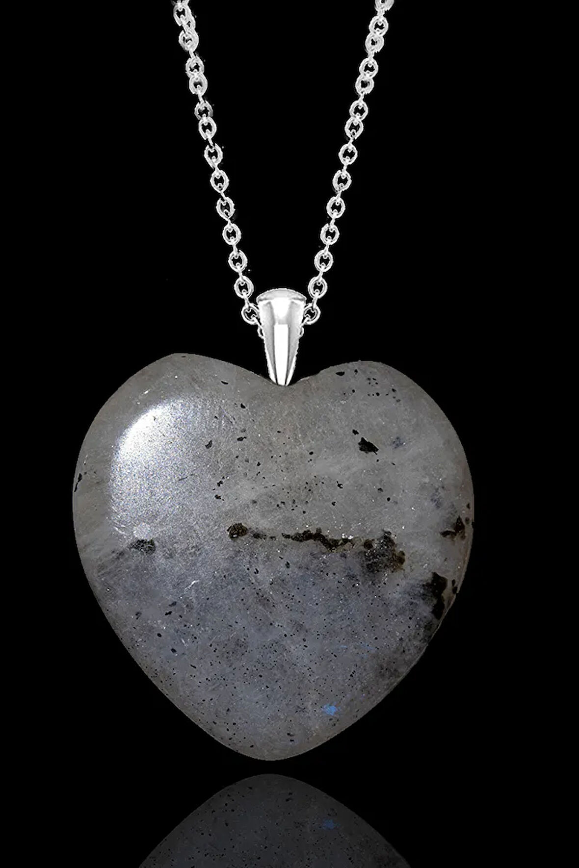 Sertifikalı Kalp Kesim Gerçek Ay Taşı Kolye