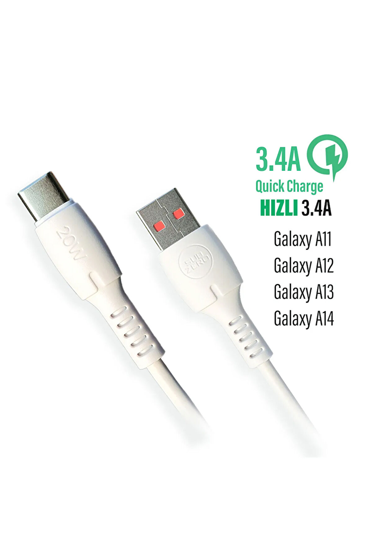 Samsung Uyumlu Samsung A11 A12 A13 A14 Type C Hızlı Şarj Kablosu