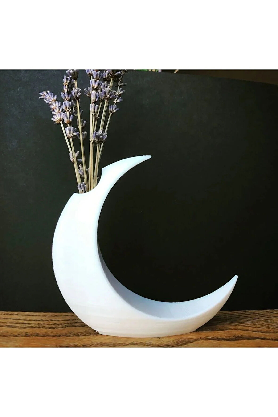 Ay Şeklinde Vazo 3D Yazıcı ile Üretilmiş 21 cm