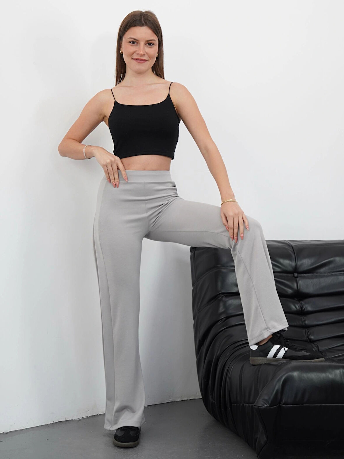 Yandan katlamalı pantolon Gri