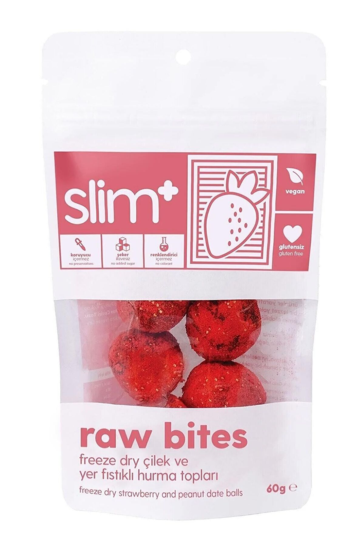 Glutensiz Raw Bites 60G - Çilekli