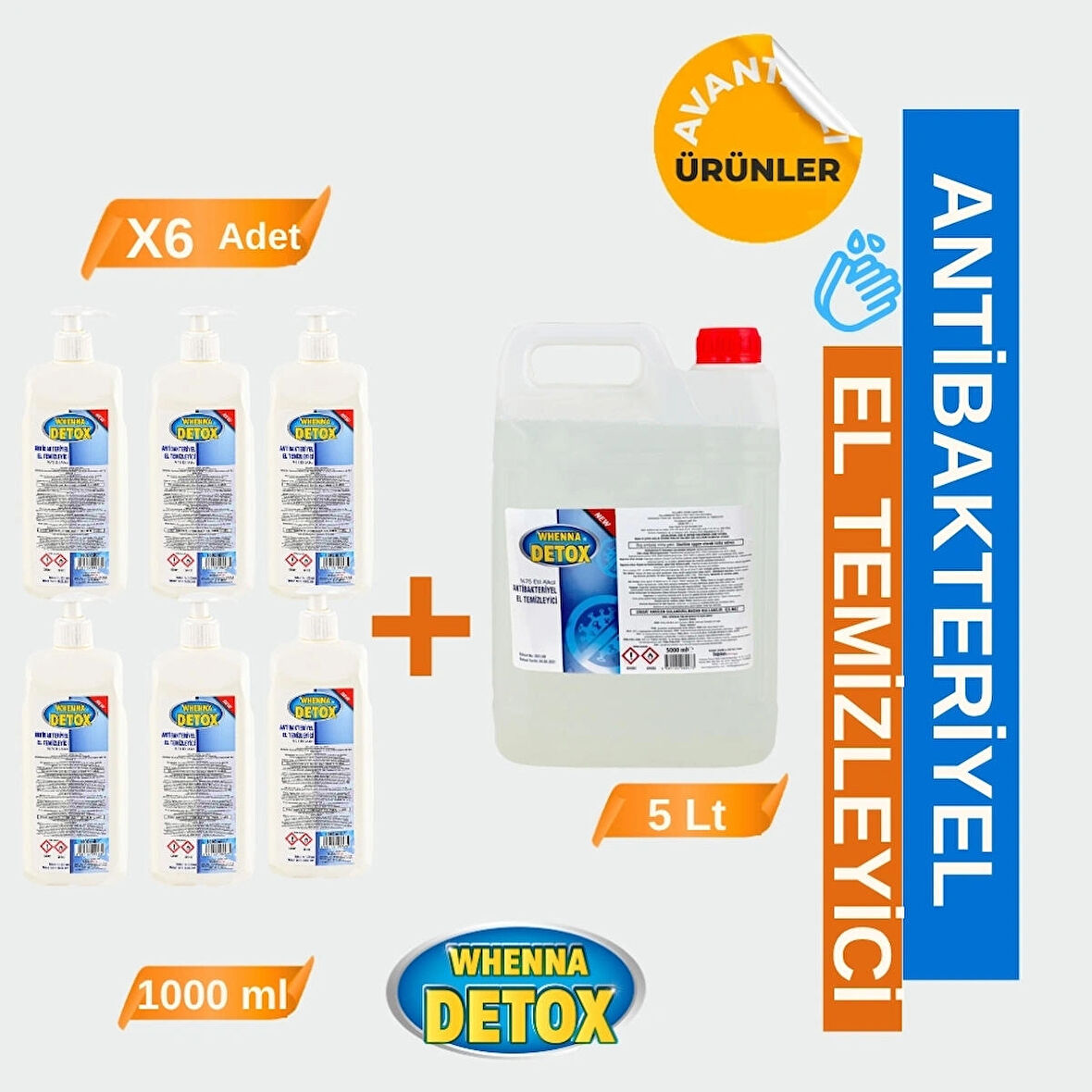 Antibakteriyel El Temizleyici 1000ml 6 Adet + 5 Lt. 1 Adet