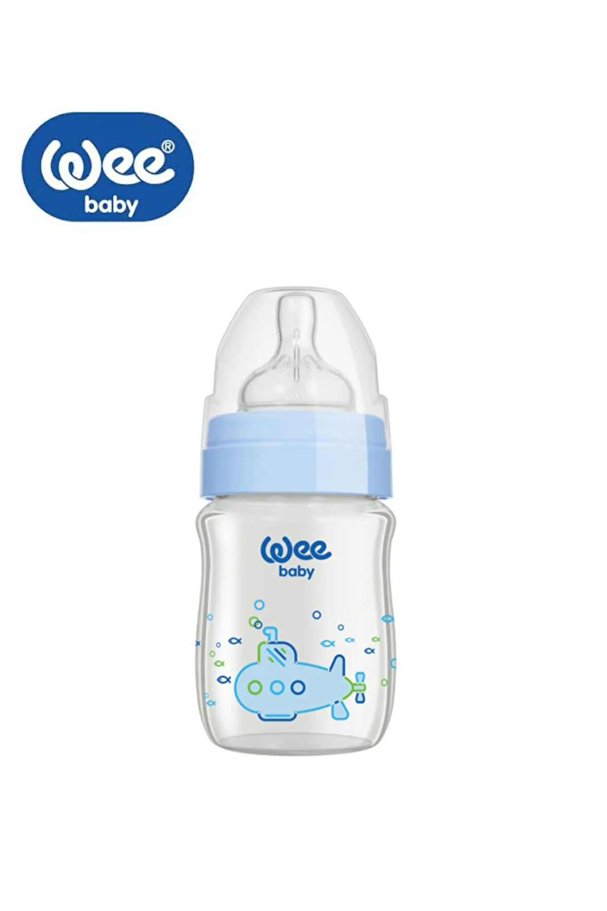 139 Klasik Geniş Ağızlı Isıya Dayanıklı Cam Biberon 0-6 Ay No:1 120 Ml Mavi