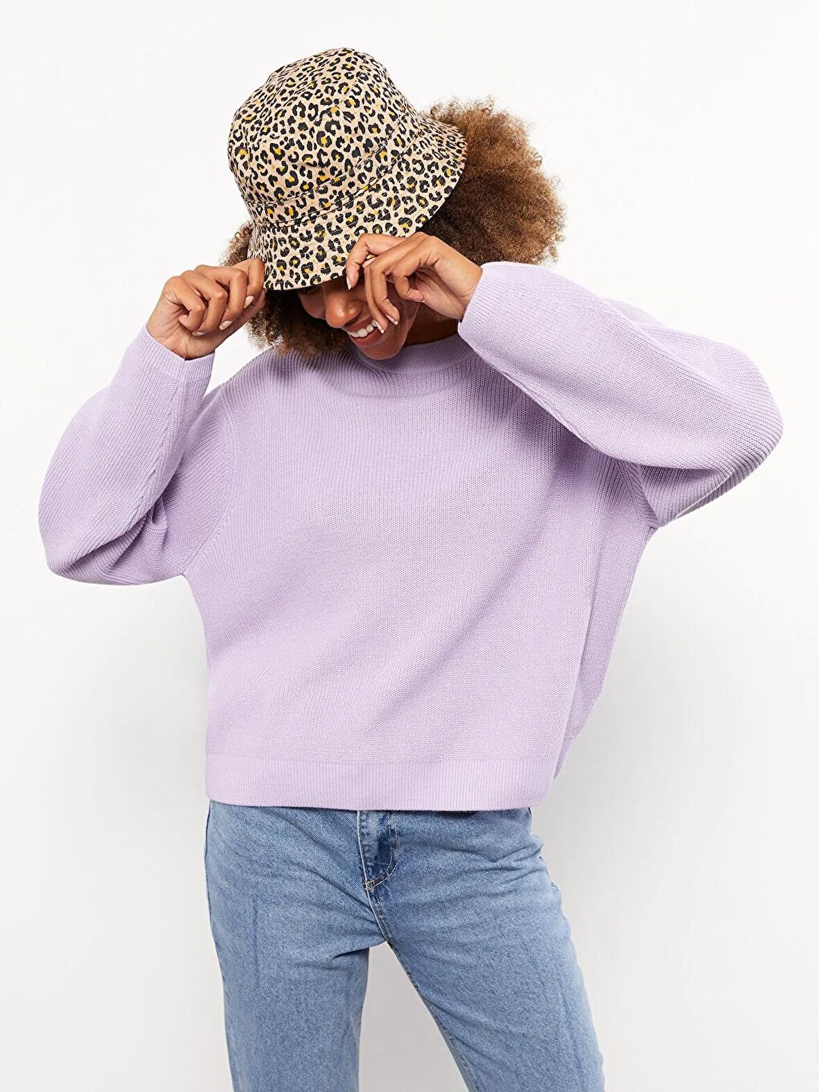 Bisiklet Yaka Düz Uzun Kollu Kadın Triko Kazak