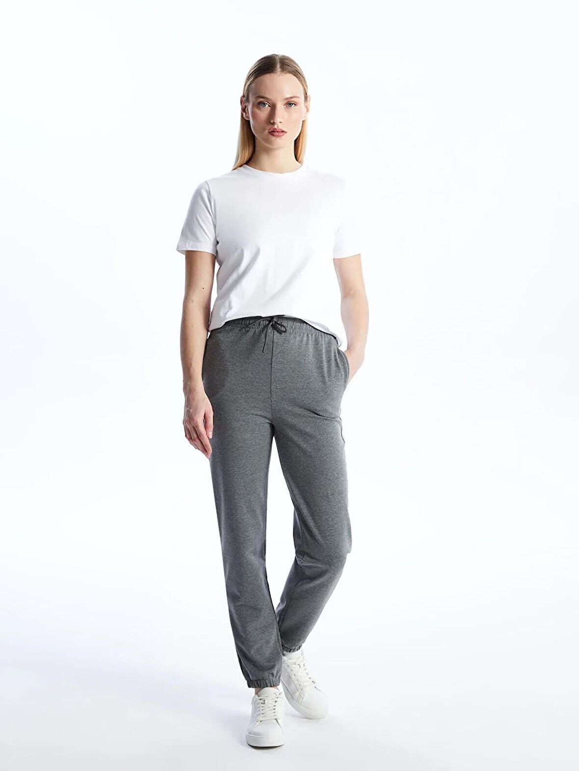 Kadın Beli Lastikli Düz Jogger Eşofman Altı
